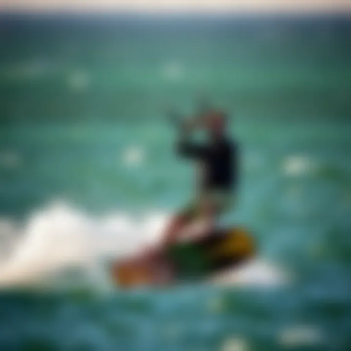 A skilled kitesurfer demonstrating techniques with economical equipment