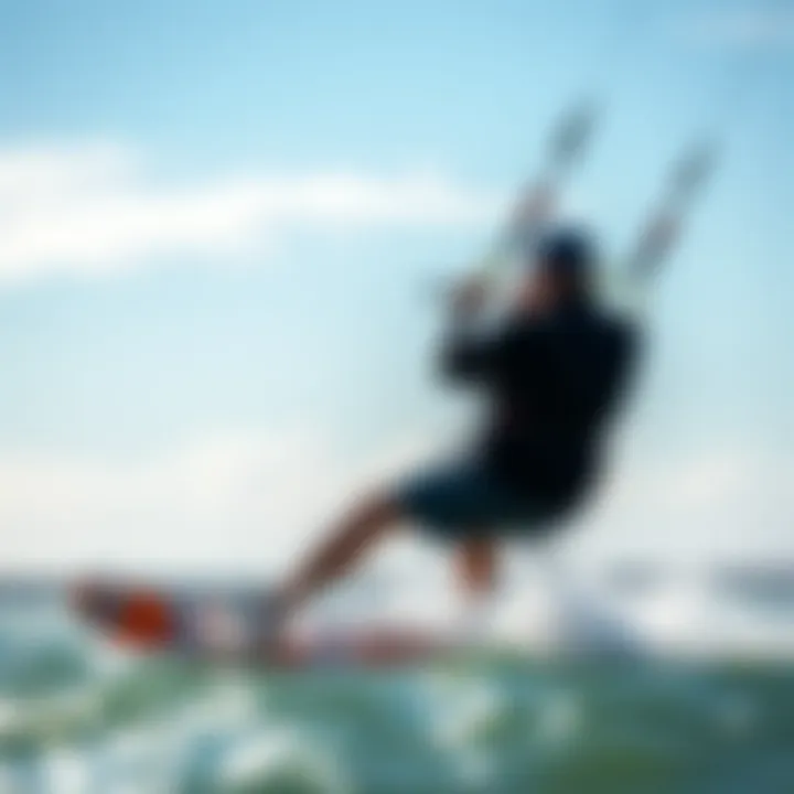 Kiteboarder in Action with Gin Harness Kiteboarder utilizing a gin harness on the water