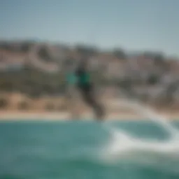 A scenic view of kiteboarders riding the waves in Ayvalik's turquoise waters