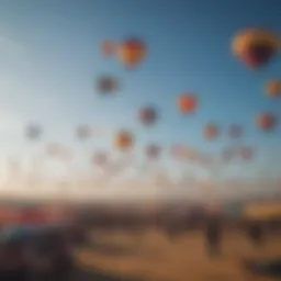 Diverse array of large kites displayed at a festival