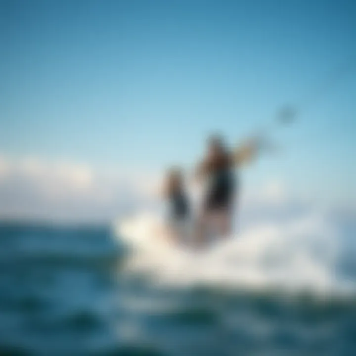 Kiteboarding Enthusiasts Riding Cabrinha Boards Enthusiasts enjoying kiteboarding with Cabrinha boards