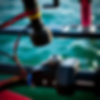 Close-up of hydrofoil components and assembly