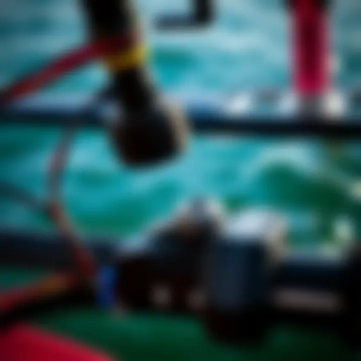 Close-up of hydrofoil components and assembly