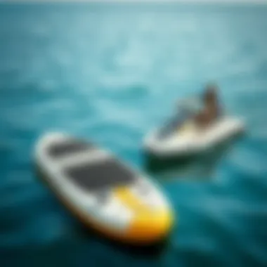 An electric water boogie board alongside traditional watercraft, comparing their features and functionalities.