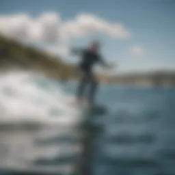 Foilboard in action on a serene water surface