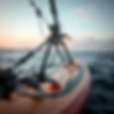 Intricate Hydrofoil Setup Close-up of a hydrofoil setup showcasing its intricate design