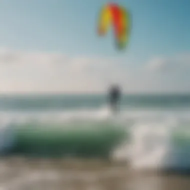 Ideal Kitesurfing Conditions A scenic beach setting ideal for kitesurfing with appropriate wind conditions