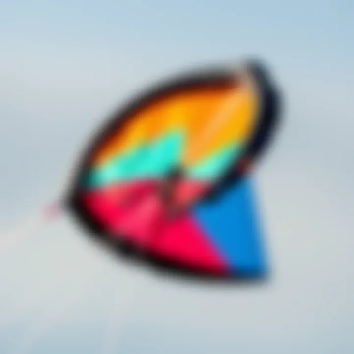 A close-up of a small kite showcasing its intricate design and vibrant colors.