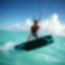 A kitesurfer gliding over turquoise waters in Key Biscayne