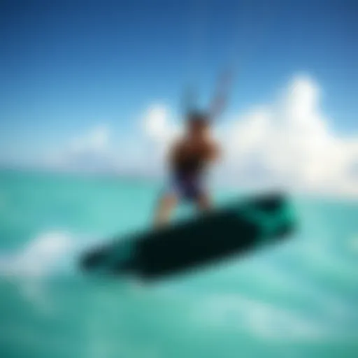 A kitesurfer gliding over turquoise waters in Key Biscayne