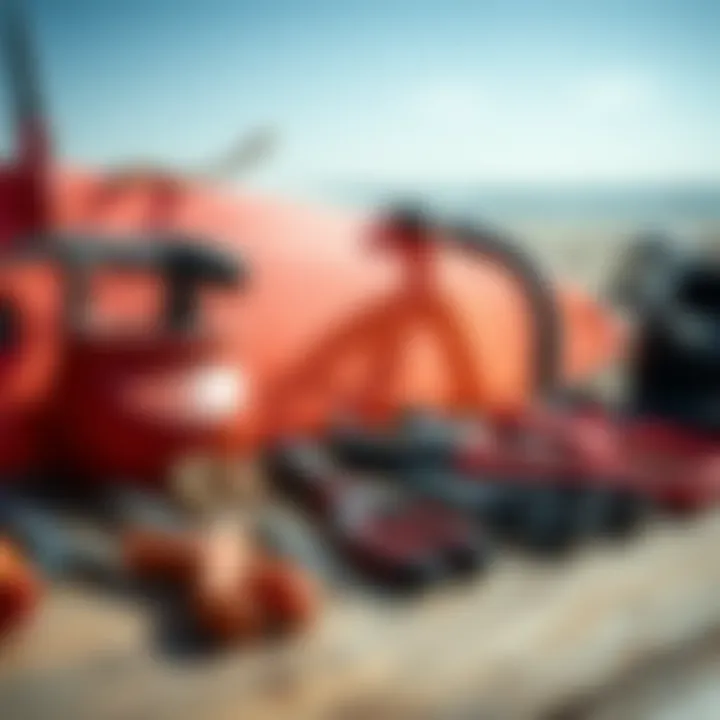 Maintenance tools and techniques for kite board kits displayed neatly