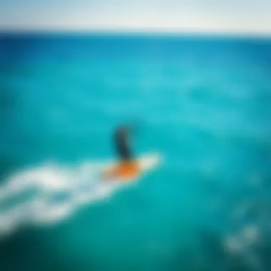 Kite Foil Board in Action A stunning kite foil board gliding over crystal clear waters