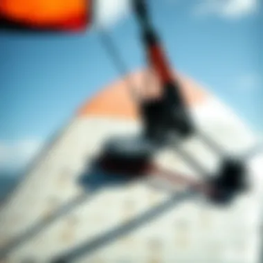 Close-up of surfboard features and materials