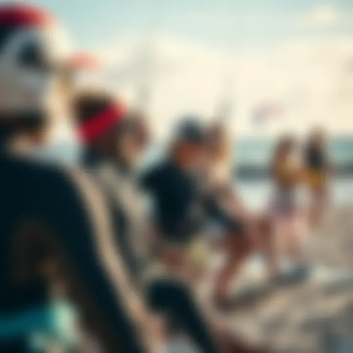 Engaging with the Kiteboarding Community A vibrant kiteboarding community enjoying the beach together