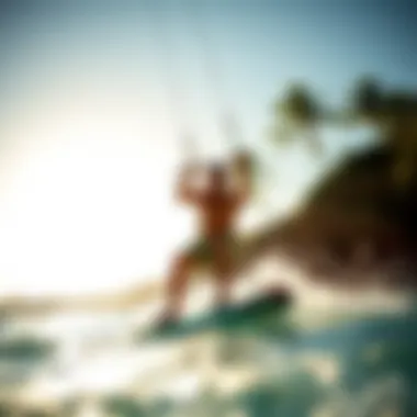 Scenic travel destination for kiteboarding on the coast