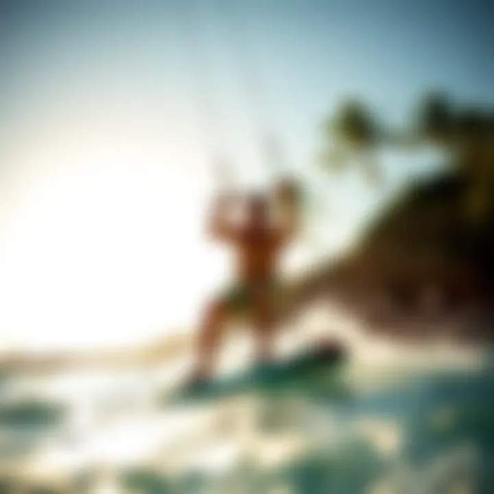 Scenic travel destination for kiteboarding on the coast