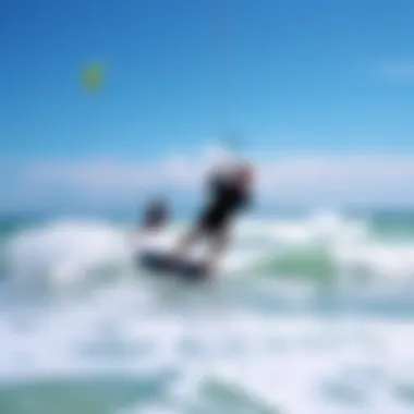 A breathtaking view of kiteboarders gliding over the waves at Cocoa Beach