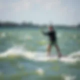 Kiteboarder riding the waves in Houston waters