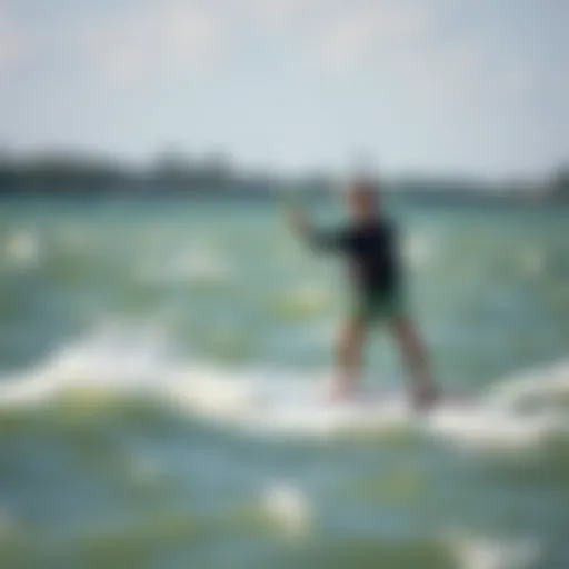 Kiteboarder riding the waves in Houston waters