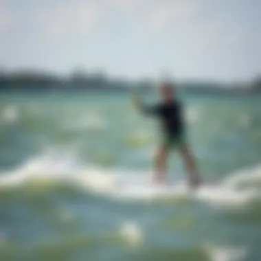 Kiteboarding Adventure in Houston Kiteboarder riding the waves in Houston waters