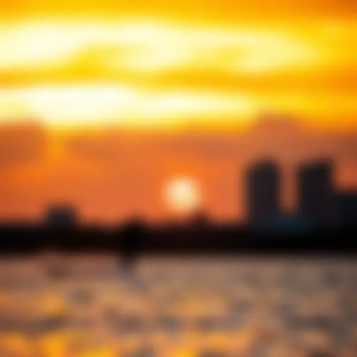 Sunset Over Houston's Kiteboarding Spot A stunning sunset view over a kiteboarding spot in Houston