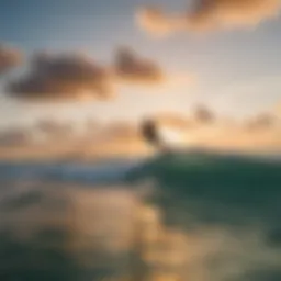 Vibrant kitesurfing scene at sunset over the Caribbean waters