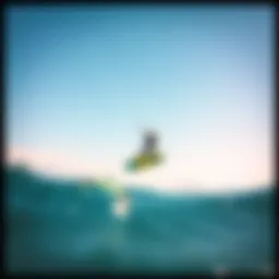 Kitesurfer gliding over crystal clear waters in North Carolina