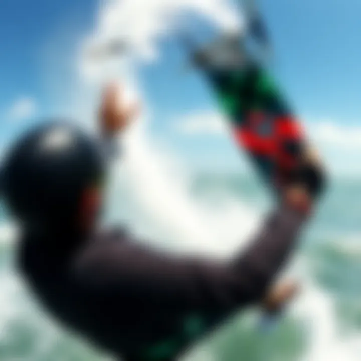 Advanced Maneuver Demonstration Expert demonstrating advanced kiteboarding maneuvers