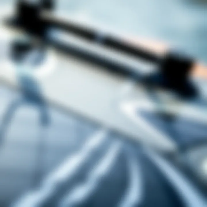 Intricate Design of Liquid Force Foil Board Close-up view of Liquid Force foil board showcasing intricate design details