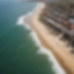 Aerial view of Mancora showcasing its stunning coastline and perfect kiteboarding conditions