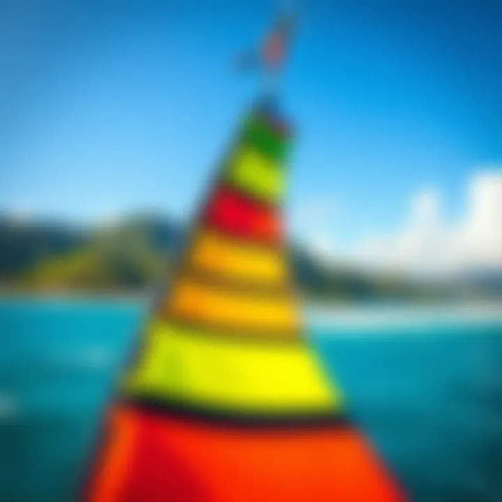 Vibrant Kite Against a Beautiful Coastal Backdrop A close-up of a colorful kite soaring high against the backdrop of the Mariana Islands' coastline.