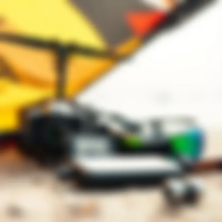 An array of compatible gear for the Neo 7m kite setup.