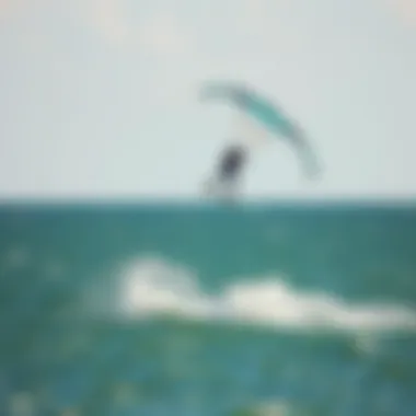 Kiteboarding in action with the Neo 7m kite soaring above the water.