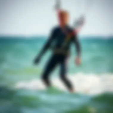 Kiteboarder Experience in Ocean Rodeo Dry Suit Kiteboarder in the Ocean Rodeo Dry Suit on the water