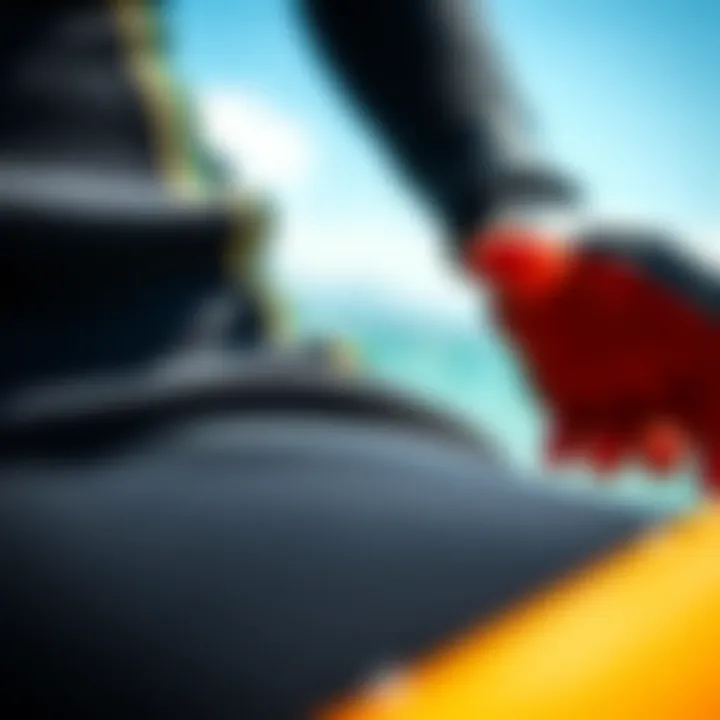 High-Performance Wetsuit Material Close-up of premium wetsuit material showcasing flexibility