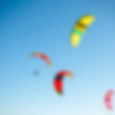 Colorful kites soaring against a clear blue sky