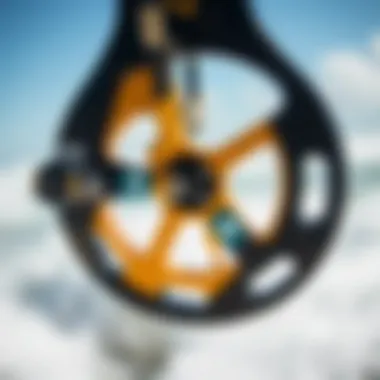 Close-up of the hydrofoil mechanism showcasing its advanced design