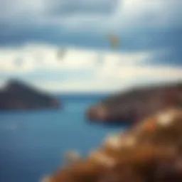 Breathtaking view of Sant'Antioco's coastline with kiteboarders