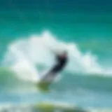 Dynamic kiteboarding action showcasing Seaskins wetsuits in vibrant waters