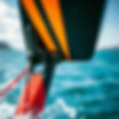 Close-up of hydrofoil structure highlighting engineering details