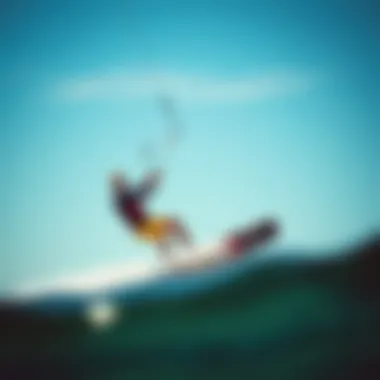 Kiteboarder utilizing hydrofoil technology in action on the water