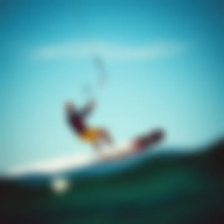 Kiteboarder utilizing hydrofoil technology in action on the water