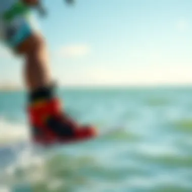 Experience Kiteboarding with Split Toe Booties Kiteboarder wearing split toe booties on the water