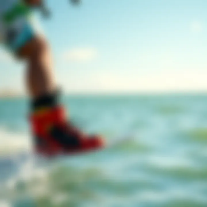 Experience Kiteboarding with Split Toe Booties Kiteboarder wearing split toe booties on the water