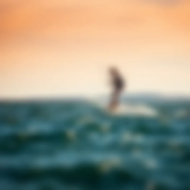 Hydrofoil Action on Water Kiteboarding landscape emphasizing the hydrofoil's interaction with water