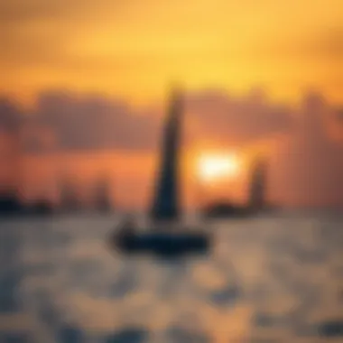Caribbean Sunset with Sailboats A serene Caribbean sunset over tranquil waters with sailboats