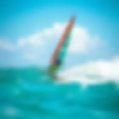 Catching Waves: A Popular Wind Surfing Spot in Aruba A wind surfer catching the perfect wave at a popular spot in Aruba