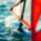 Detailed view of a windsurf foil showcasing its aerodynamic design.