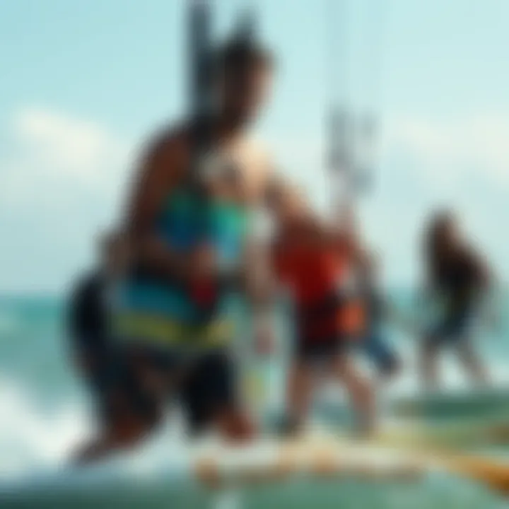 Group of kiteboarders enjoying a day on the water