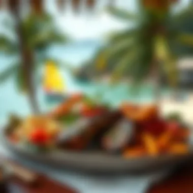 Delicious Local Cuisine with Tropical Vibes Local cuisine served with a tropical backdrop